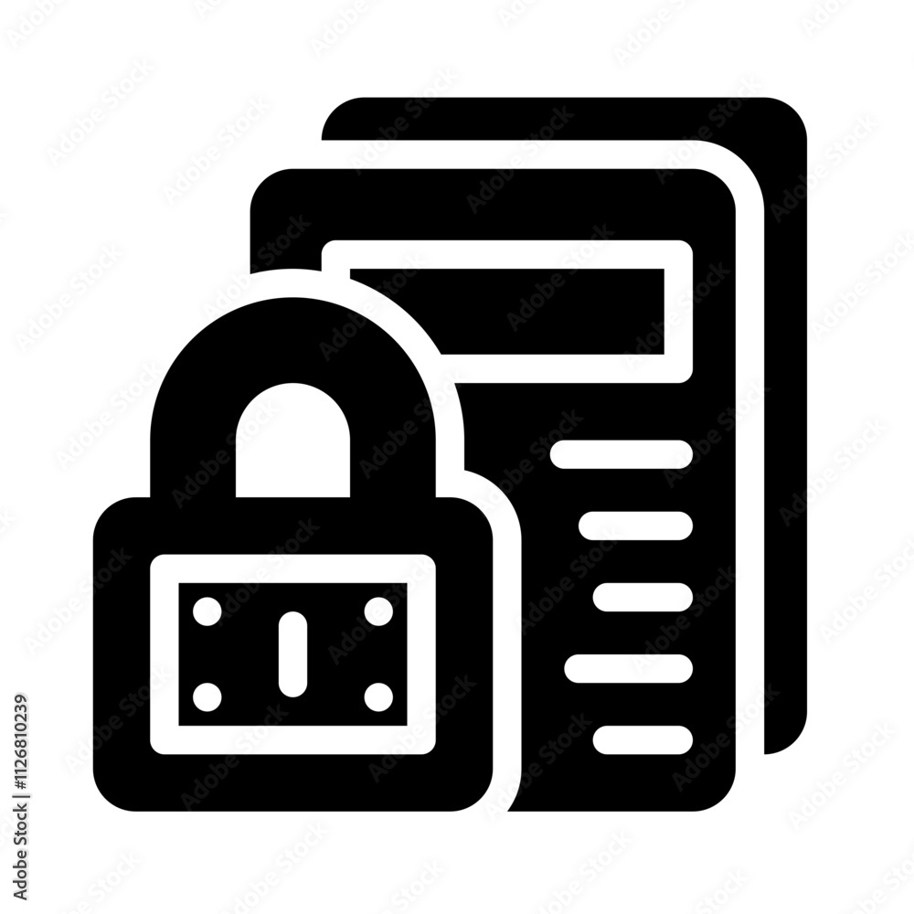 Icon Lock File With Style Outline Icon Lock File With Style Outline