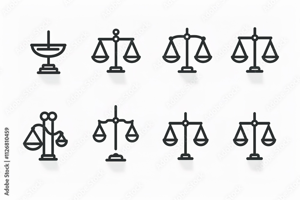 Scales of justice icon set silhouettes Clip Art, Weight scales. Scales vector icon. Vector illustrations
Scales of justice icon set silhouettes Clip Art, Weight scales. Scales vector icon. Vector illustrations