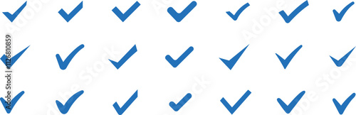 Blue check mark icon. Check mark vector icons. Checkmark vector symbols set. Blue checkmark isolated on white background