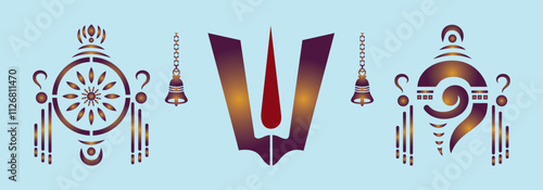 Vector illustration of Hindu God: Lord Venkateswara or Lord Balaji symbols