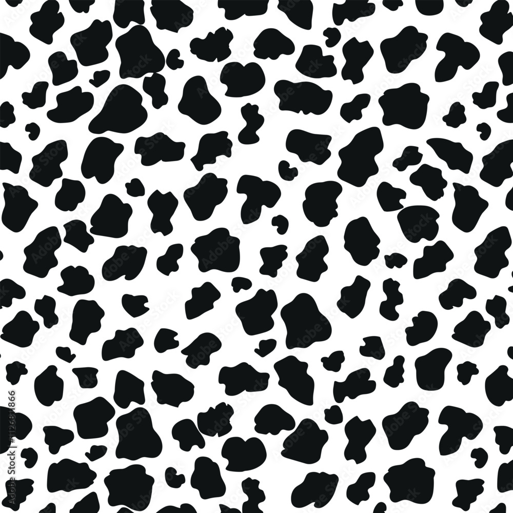 Fototapeta premium Black leopard print seamless pattern, simple vector illustration in the style of clipart style on a white background