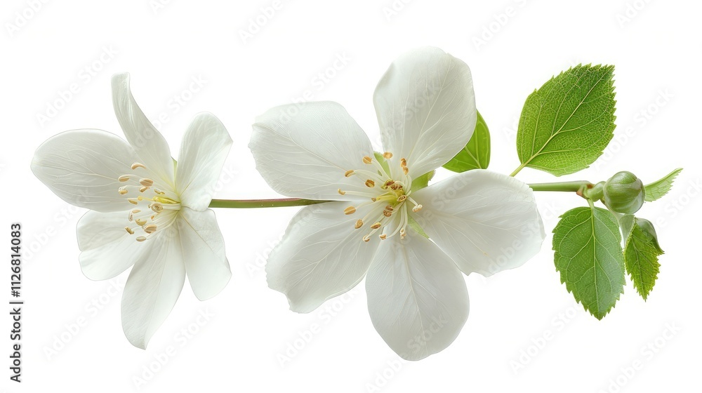 A lovely jasmine flower, isolated on a white background A lovely jasmine flower, isolated on a white background
