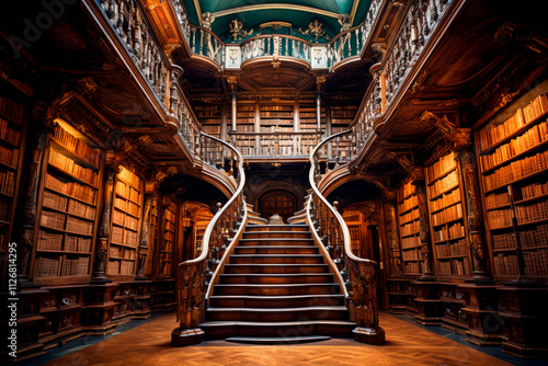 A vast library representing World Book Day, celebrating the joy of books and learning. photo