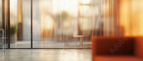 Wallpaper Mural Abstract Modern Office Interior with Glass Walls and Warm Lighting Torontodigital.ca