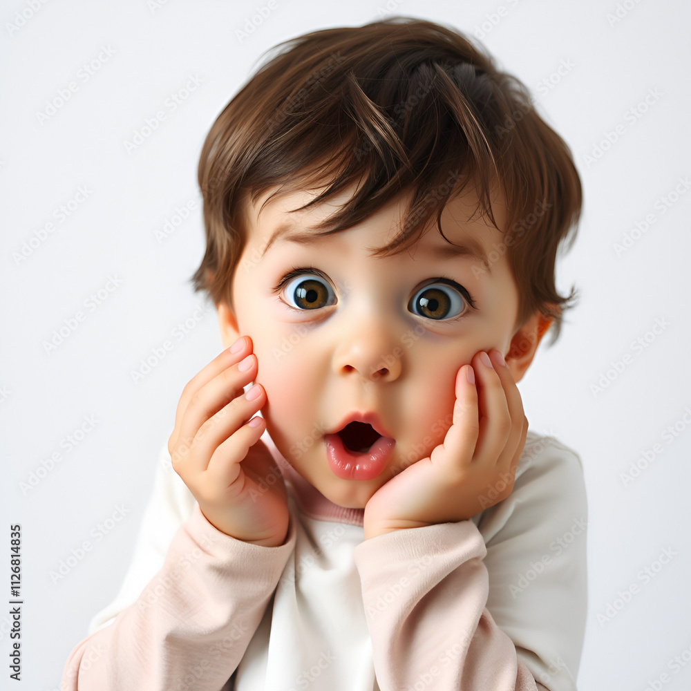 Nervous Girl Biting Nails in Anxiety on White Background Nervous Girl Biting Nails in Anxiety on White Background