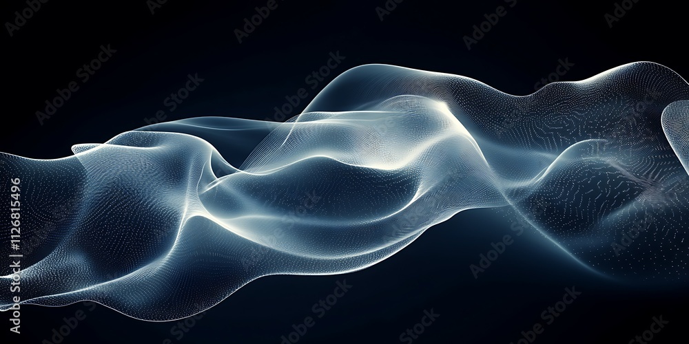 Obraz premium Abstract glowing blue wave on dark background.