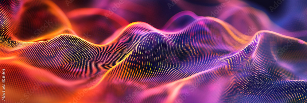Abstract digital waves, with a mesh-like structure and gradient colors, symbolizing data and information flow. Abstract digital waves, with a mesh-like structure and gradient colors, symbolizing data and information flow.