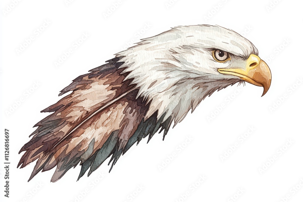 Obraz premium A detailed illustration of an eagle's head, showcasing its fierce expression and majestic features.