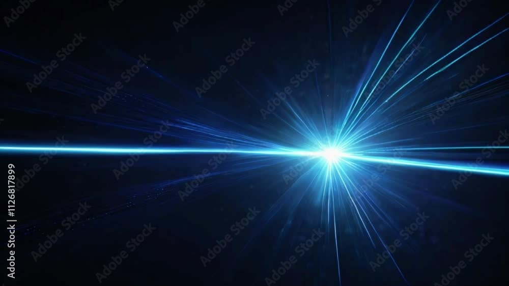 Abstract, science, futuristic, energy technology concept. Digital image of light rays, stripes lines with blue light, speed and motion blur over dark blue background, 4k High-Quality Wallpaper Backgro