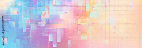 Abstract digital glitch pattern, pastel colors, grid.