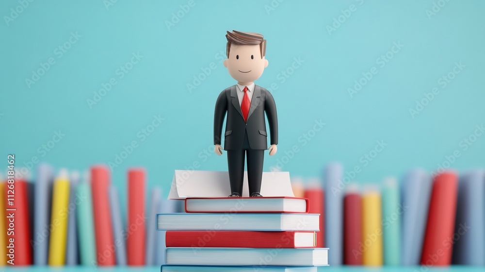 Corporate Tax Advisor Surrounded by Financial Documents and Legal Books,3D Corporate Tax Advisor Surrounded by Financial Documents and Legal Books,3D
