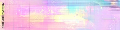 Abstract digital glitch pattern, pastel colors, grid.