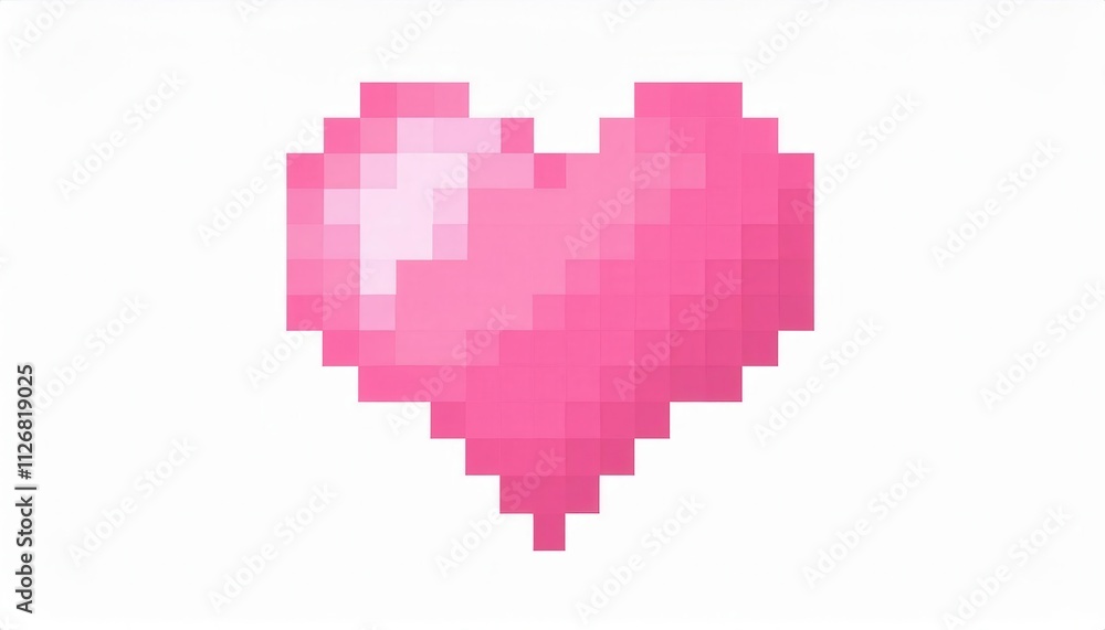 Pixelated Pink Heart Illustration. Vibrant Retro 8-Bit Digital Art Symbolizing Love, Affection, and Nostalgia, Perfect for Valentine's Day Graphics, Gaming Themes, or Creative Design Projects Pixelated Pink Heart Illustration. Vibrant Retro 8-Bit Digital Art Symbolizing Love, Affection, and Nostalgia, Perfect for Valentine's Day Graphics, Gaming Themes, or Creative Design Projects
