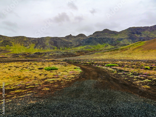 The geothermal area Krýsuvík situated on the Reykjanes peninsula in Iceland photo