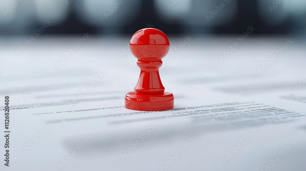 Red Chess Pawn on Wooden Board - Strategic Business Finance Concept Red Chess Pawn on Wooden Board - Strategic Business Finance Concept