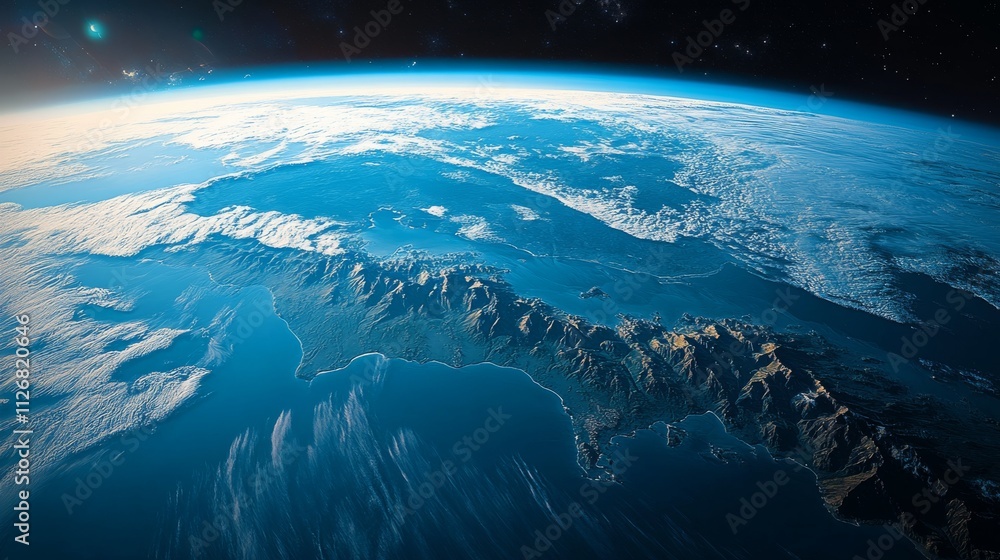 Fototapeta premium Ultra detailed, photorealistic depiction of Earth from space