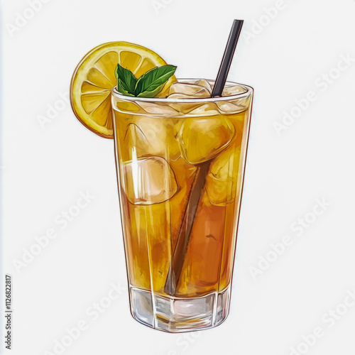 Arnold Palmer cocktail on white background.
