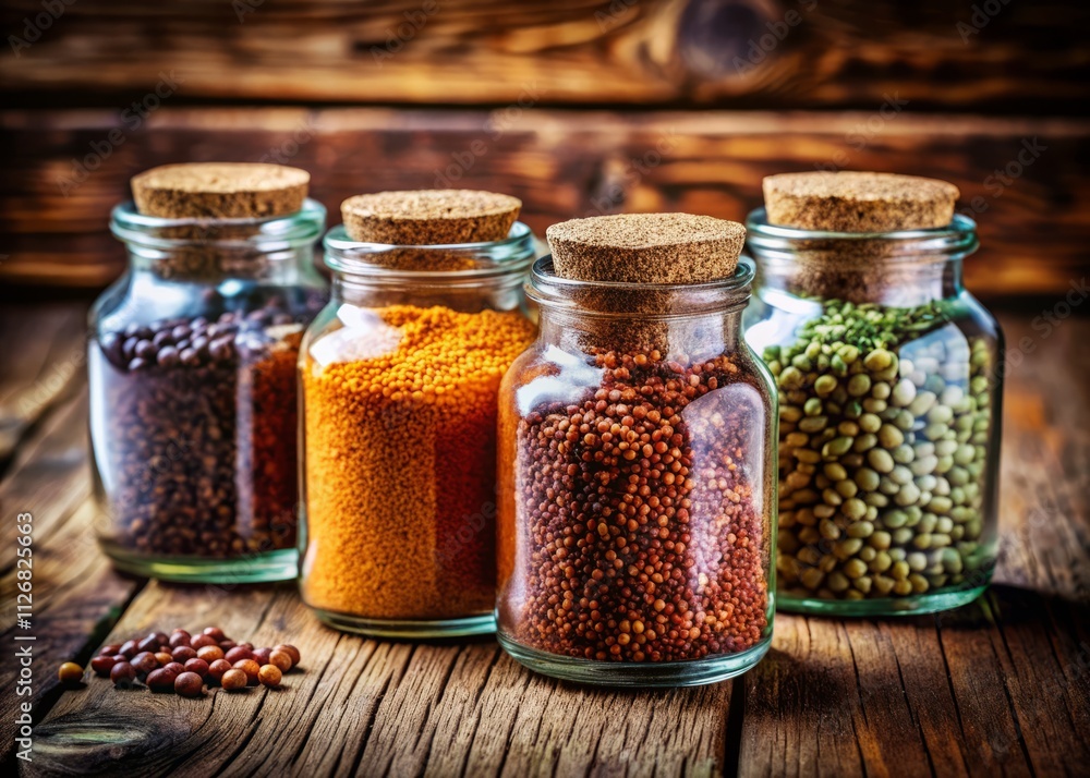 Colorful Seed Jars: Architectural Photography of Glass Jars with Cork Lids Colorful Seed Jars: Architectural Photography of Glass Jars with Cork Lids
