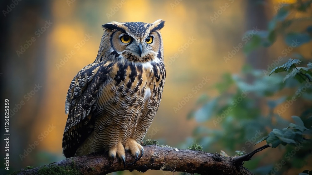 Fototapeta premium An owl stands on a branch