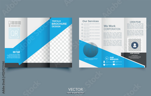 Blue Creative Corporate Business Trifold Flyer Brochure Template Design, abstract business Trifold brochure, vector brochure template design. Brochure design