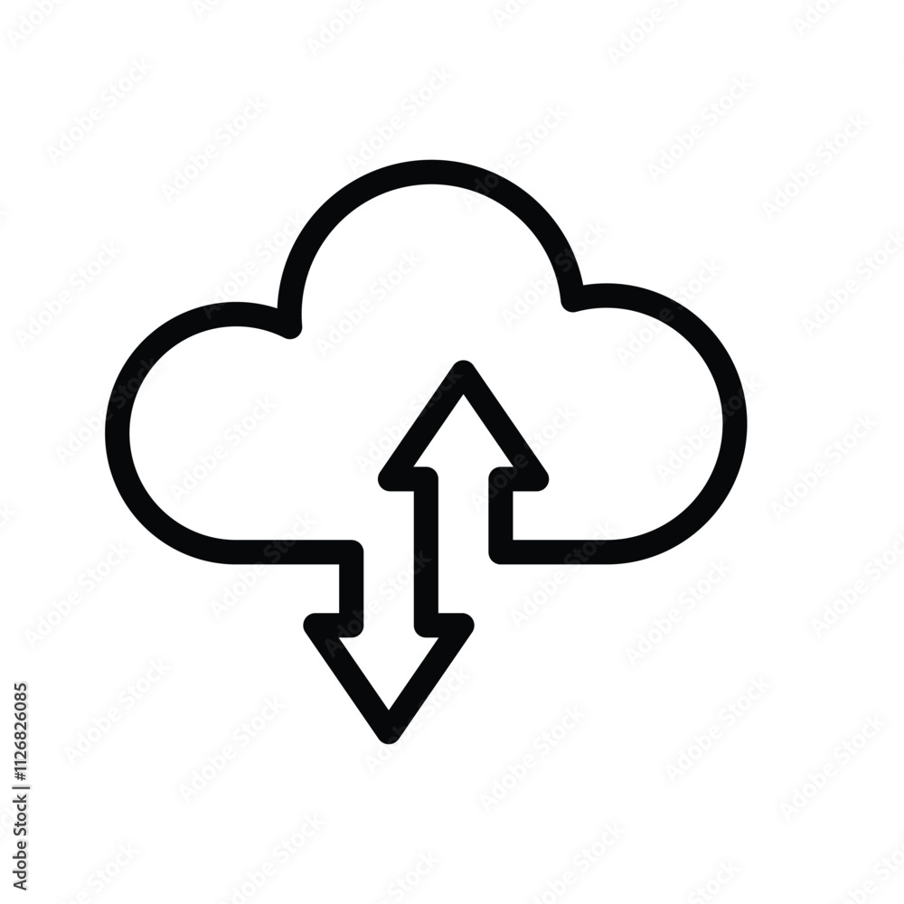 Cloud Computing. Outline icons include Download and Upload. line design style. vector design template Cloud Computing. Outline icons include Download and Upload. line design style. vector design template