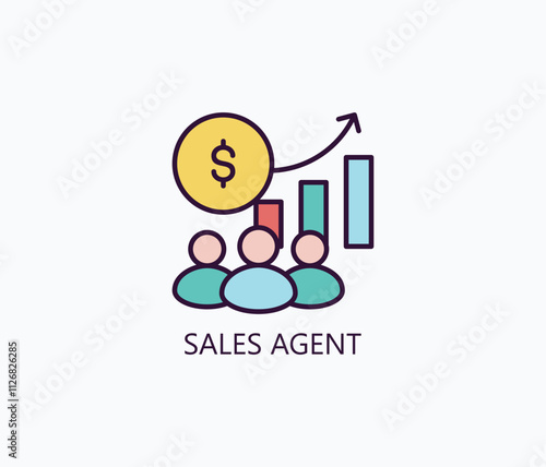 Sales Agent Vector, Icon Or Logo Sign Symbol Illustration