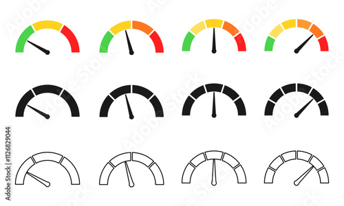 speedometer icon set vector illustration isolated on white background.