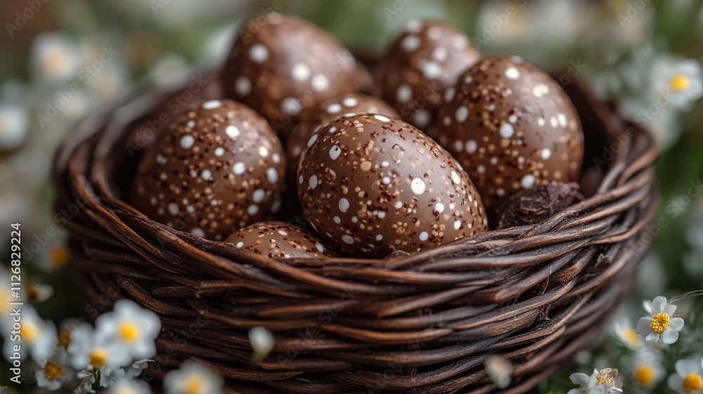 a basket of chocolate eggs a basket of chocolate eggs