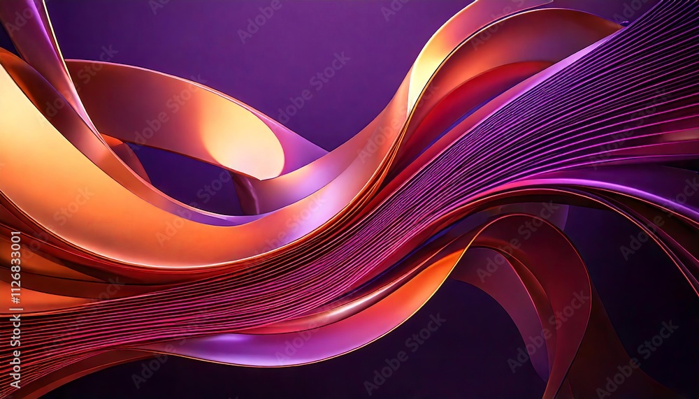 Obraz premium Mesmerizing 3D Abstract Blue Composition with Undulating Metallic Ribbons