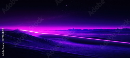A stunning purple neon light illuminates the night sky.