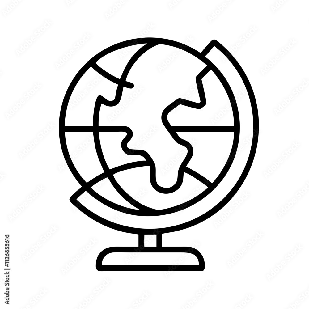 globe icon, music vector icon, entertainment vector icon - black outline icon of globe symbolizing social media, communication, and technology in simple design. globe icon, music vector icon, entertainment vector icon - black outline icon of globe symbolizing social media, communication, and technology in simple design.