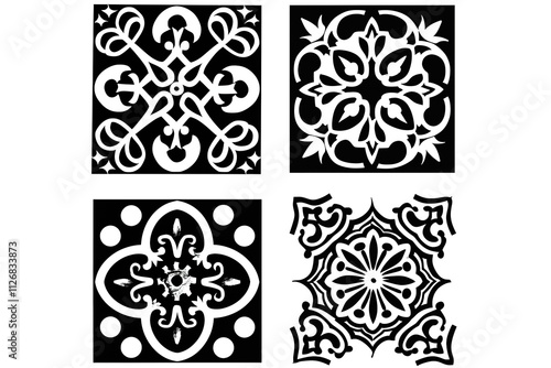 Church medieval windows set. Old gothic style architecture elements. Vector glyph illustration on white background.
