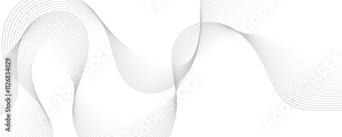Gray wave curve lines abstract background with flowing particles. Digital energy waves technology concept. Modern backdrop design for business, presentation, banner.