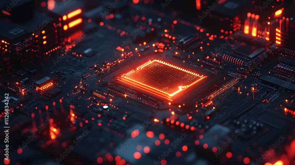 Illuminated Central Processing Unit on Motherboard Illuminated Central Processing Unit on Motherboard