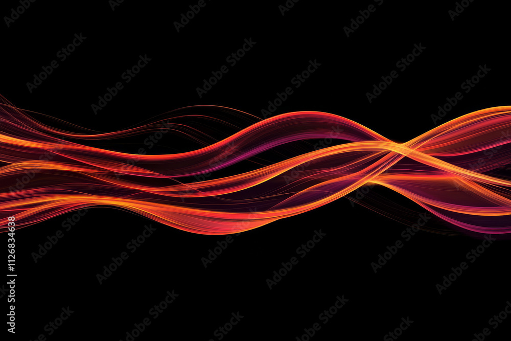 Naklejka premium A striking color smoke background with fiery trails of red and orange against a black gradient, exuding energy.