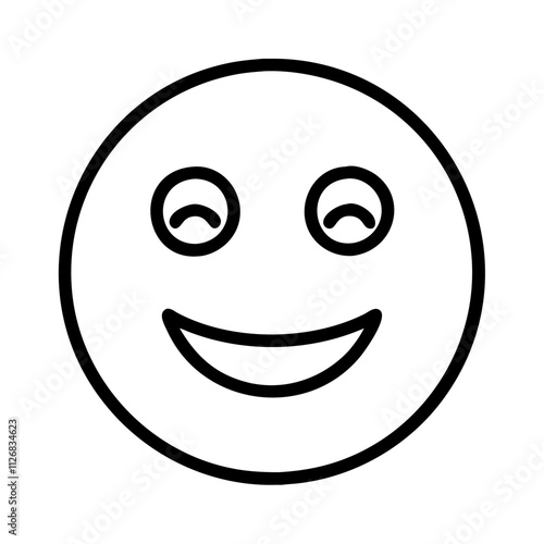 smile emoji icon, music vector icon, entertainment vector icon - black outline icon of smile emoji symbolizing social media, communication, and technology in simple design.