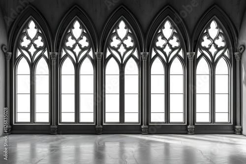 Wallpaper Mural Church medieval windows set. Old gothic style architecture elements. Vector glyph illustration on white background.
 Torontodigital.ca