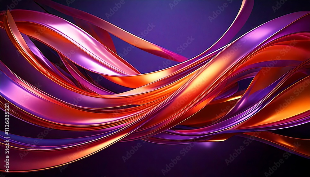 Fototapeta premium Mesmerizing 3D Abstract Blue Composition with Undulating Metallic Ribbons