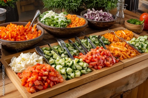 Colorful Taco Ingredients Displayed on Wooden Table