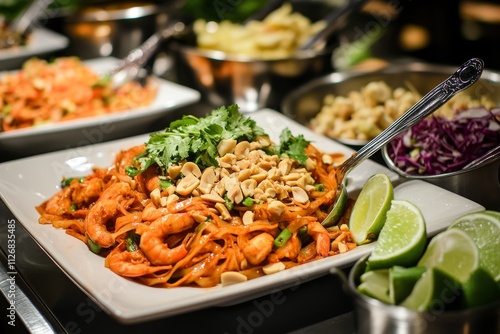 Delicious Thai Pad Thai Garnished with Peanuts