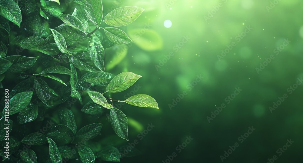 Stunning Closeup of Fresh Green Leaves with Water Drops Stunning Closeup of Fresh Green Leaves with Water Drops