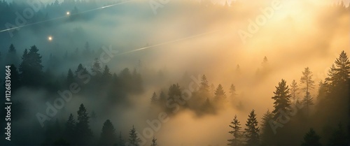 New Year: Mystical forests with ethereal mist in a joyful Setting