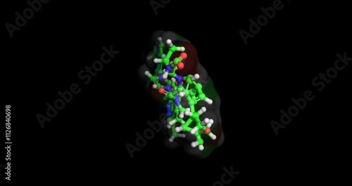 Orforglipron, 3D molecule spinning, 4k