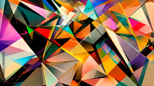 Wallpaper Mural Abstract overlapping triangles, with sharp edges and vibrant colors, arranged in a random yet harmonious structure.  Torontodigital.ca