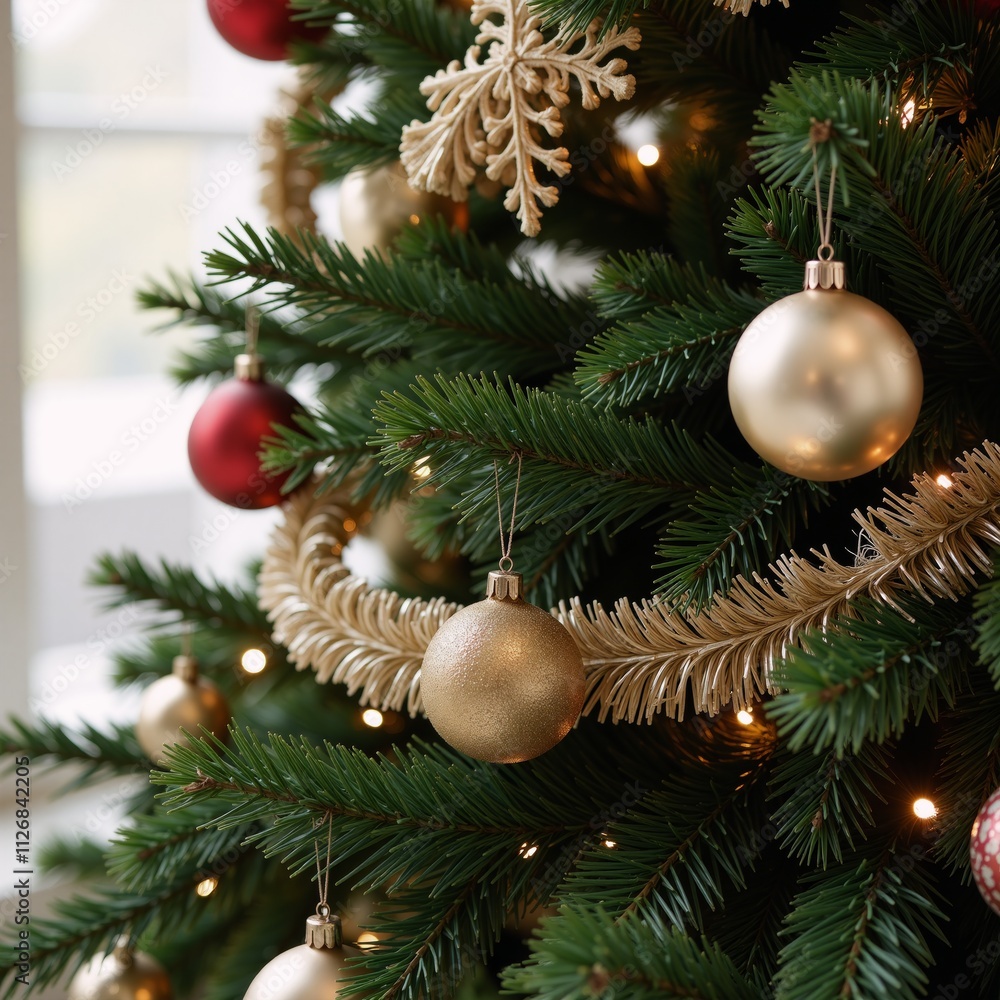 Fototapeta premium Watercolor depiction of a festive Christmas tree