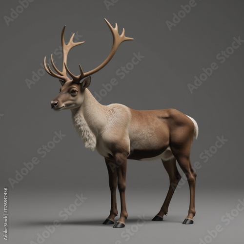 Wallpaper Mural Digital illustration depicts a 3D rendered reindeer against a grey backdrop Torontodigital.ca
