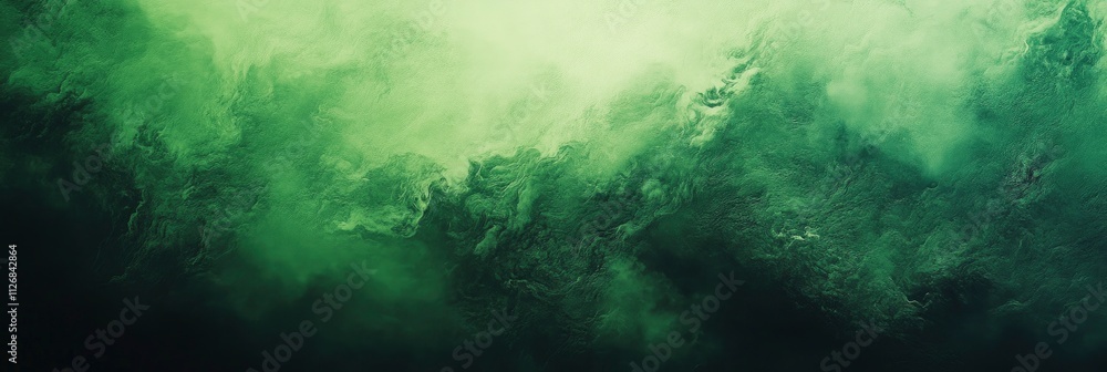 Obraz premium Abstract green background, soft gradient, painted texture, dark.