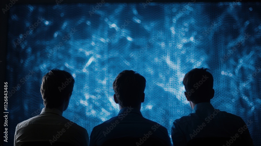 Neuroscientists Analyzing Brain Activity with Advanced Technology in a Dark Environment Neuroscientists Analyzing Brain Activity with Advanced Technology in a Dark Environment
