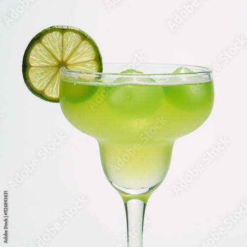 Refreshing Margarita Cocktail Salt Rim  Lime Garnish Close-Up photo