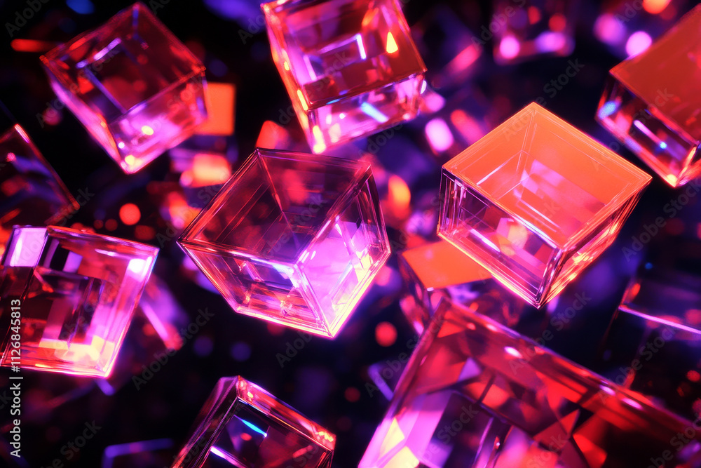 A bold neon background with glowing geometric patterns in red and purple, scattered over a black gradient. A bold neon background with glowing geometric patterns in red and purple, scattered over a black gradient.